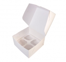 Упаковка для капкейков белая 160x160x100 мм. 4 ячейки, в упаковке 100шт.